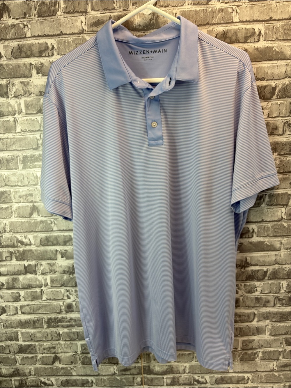 Mizzen+Main Pale Blue Striped Performance Polo